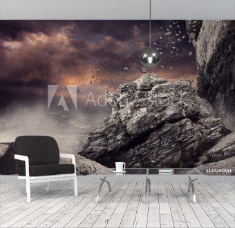 Picture of Rock crashing down from cliff